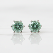 1.0 Ct Round Cut Green Diamond Option Stud Earrings - Evani Naomi Jewelry