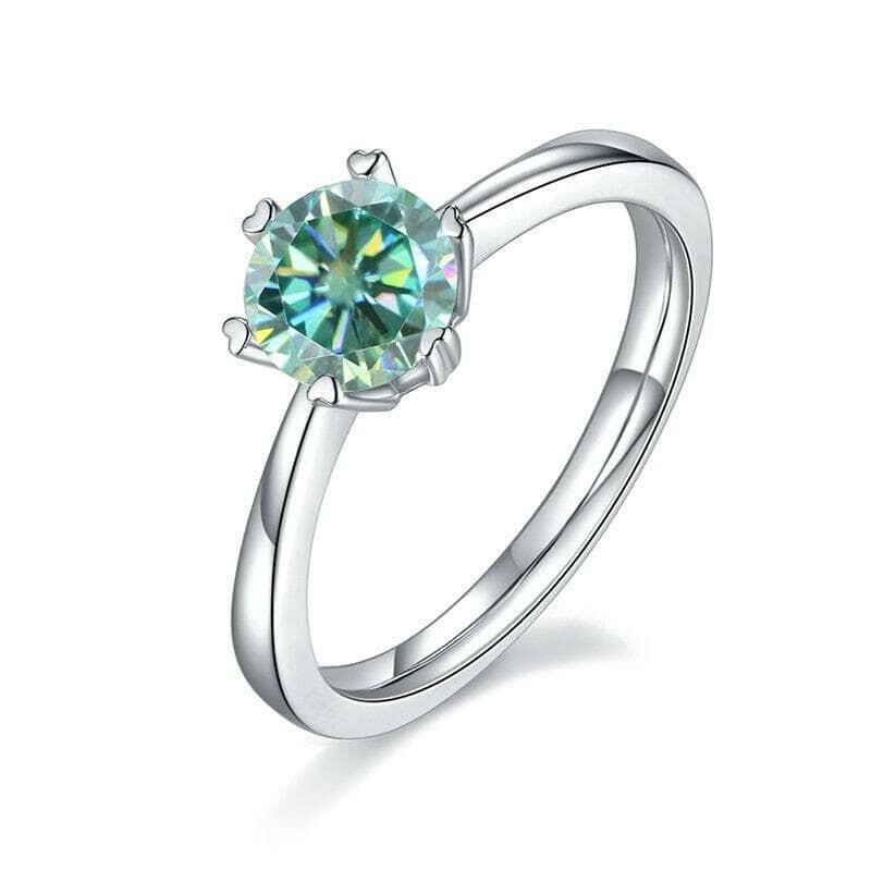 1.0 Ct Round Cut Green Solitaire Diamond Engagement Ring-Evani Jewelry