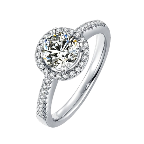 1.0 Ct Round Cut Halo Diamond Engagement Ring-Evani Jewelry