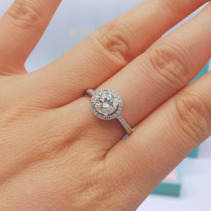 1.0 Ct Round Cut Halo Diamond Engagement Ring-Evani Naomi Jewelry