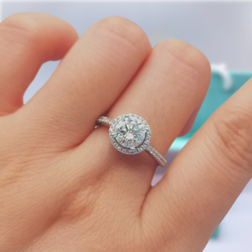 1.0 Ct Round Cut Halo Diamond Engagement Ring-Evani Naomi Jewelry