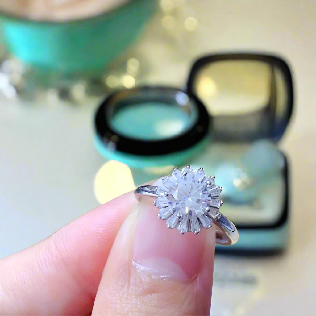 1.0 Ct Round Cut Snowflake Diamond Engagement Ring-Evani Jewelry