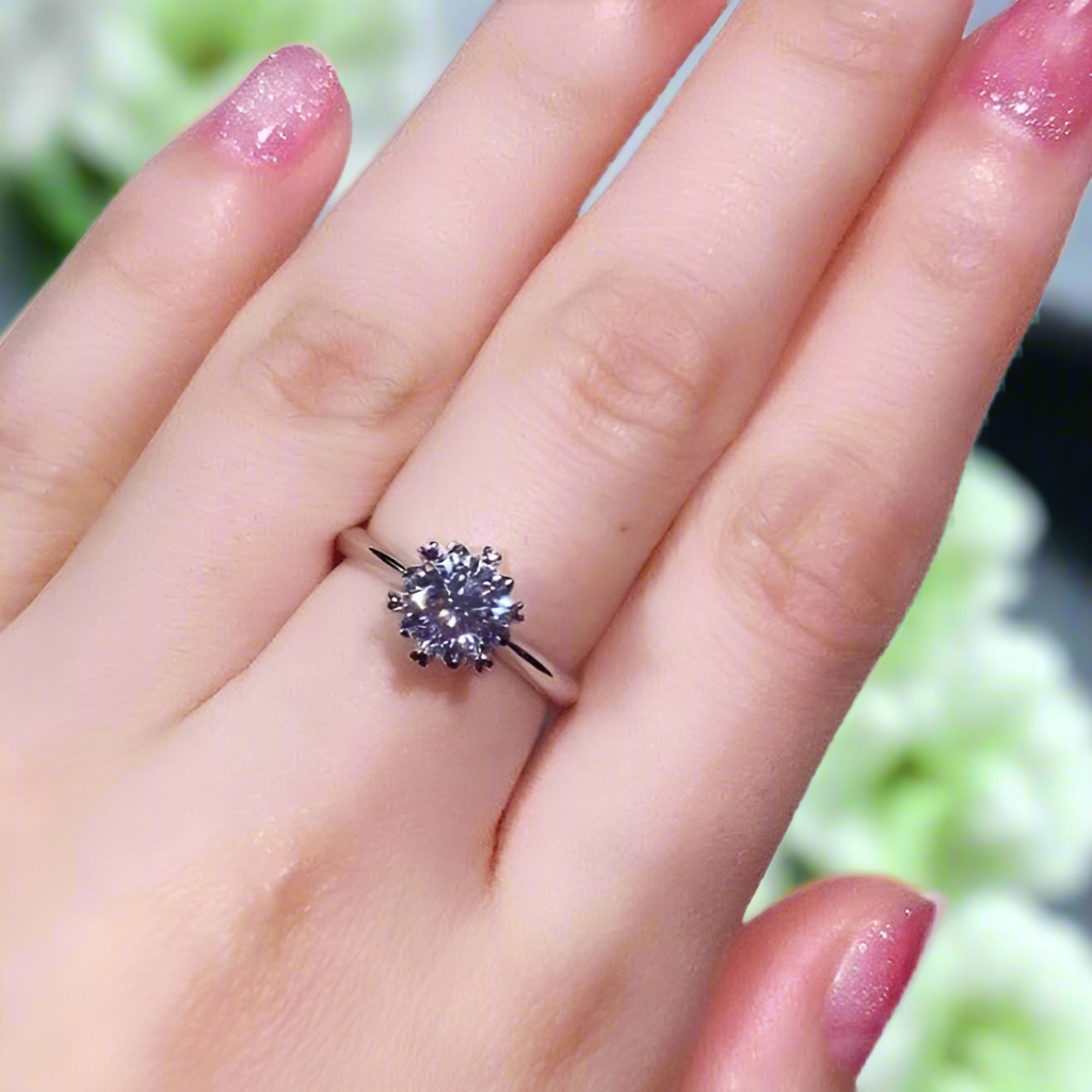 1.0 Ct Round Cut Snowflake Engagement Ring-Evani Jewelry