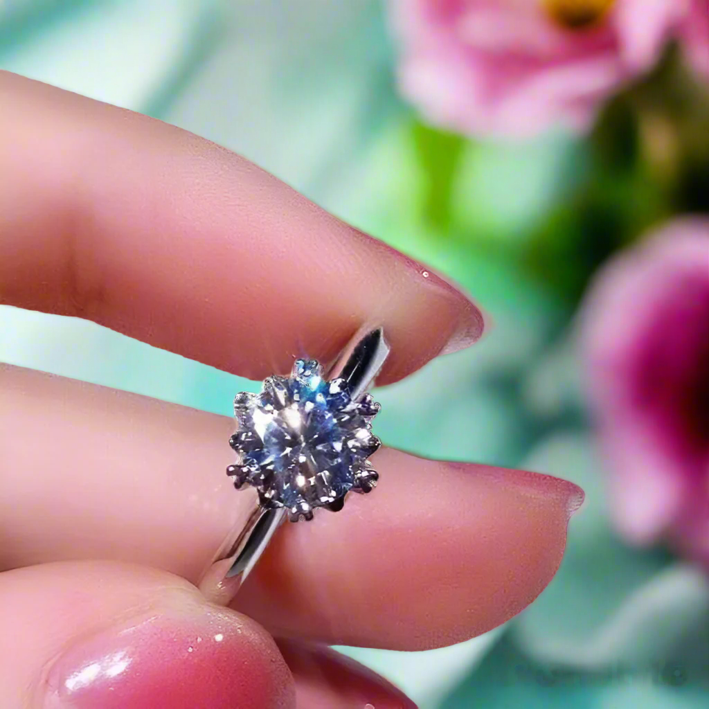 1.0 Ct Round Cut Snowflake Engagement Ring-Evani Jewelry