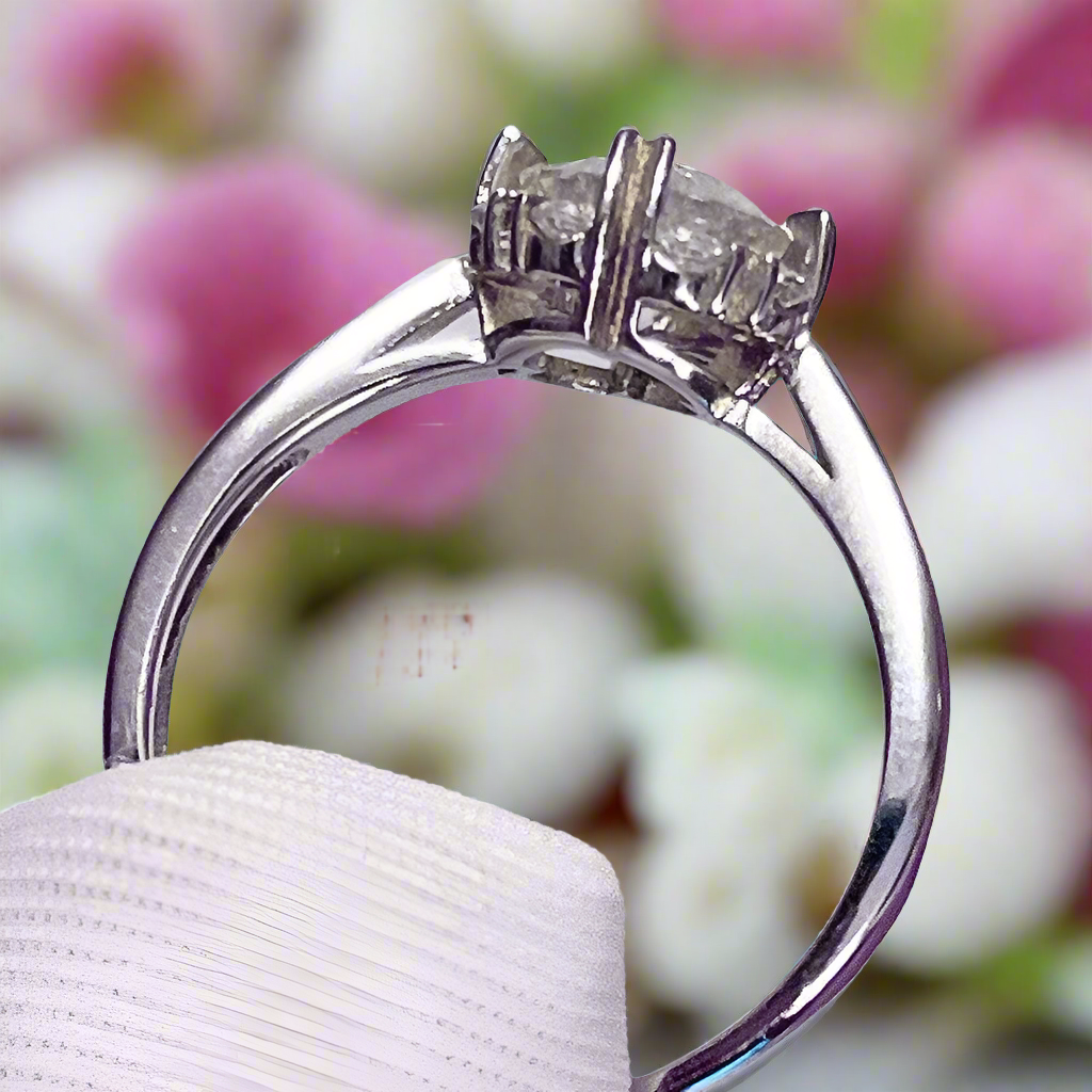 1.0 Ct Round Cut Sun Flower Style Engagement Ring-Evani Jewelry