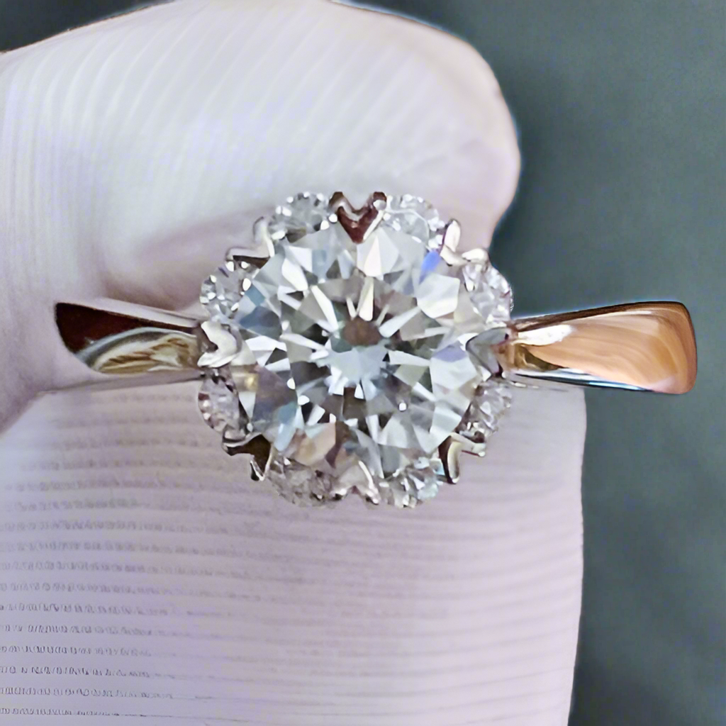 1.0 Ct Round Cut Sun Flower Style Engagement Ring-Evani Jewelry