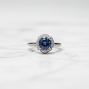 1.0 Ct Round Dark Blue Diamond Option Engagement Ring