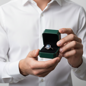 1.0 Ct Round Dark Blue Diamond Option Engagement Ring