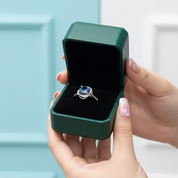 1.0 Ct Round Dark Blue Diamond Option Engagement Ring