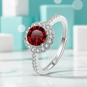 1.0 Ct Round Cut Adjustable Garnet Engagement Ring-Evani Jewelry