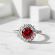 1.0 Ct Round Cut Adjustable Garnet Engagement Ring-Evani Jewelry