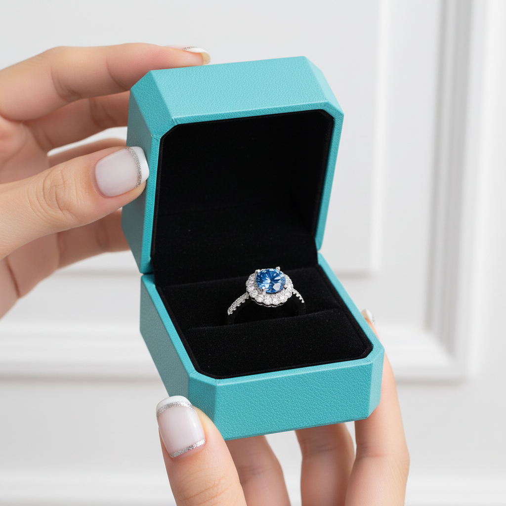 1.0 Ct Round Cut Sapphire Birthstone Adjustable Engagement Ring