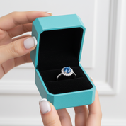 1.0 Ct Round Cut Sapphire Birthstone Adjustable Engagement Ring