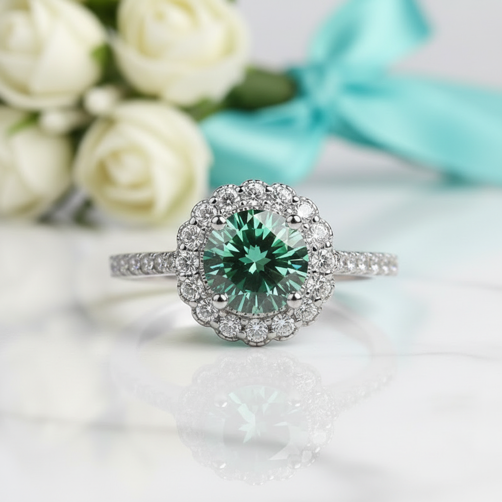 1.0 Ct Round Cut Peridot Birthstone Adjustable Engagement Ring-Evani Jewelry