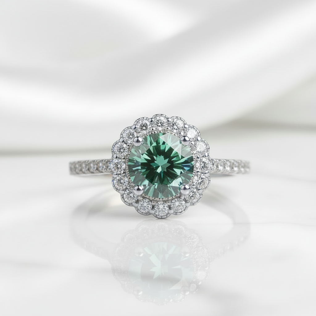 1.0 Ct Round Cut Peridot Birthstone Adjustable Engagement Ring-Evani Jewelry