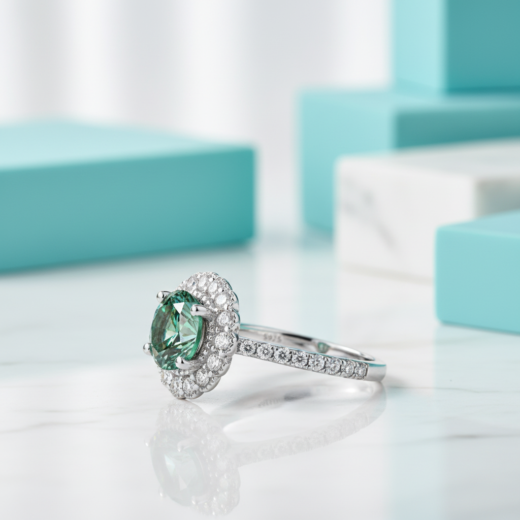 1.0 Ct Round Cut Peridot Birthstone Adjustable Engagement Ring-Evani Jewelry