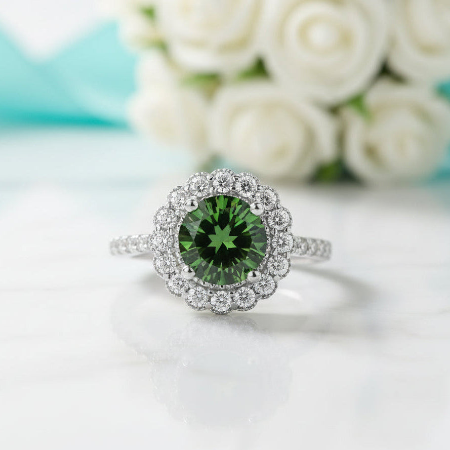 1.0 Ct Round Emerald Birthstone Adjustable Engagement Ring-Evani Jewelry
