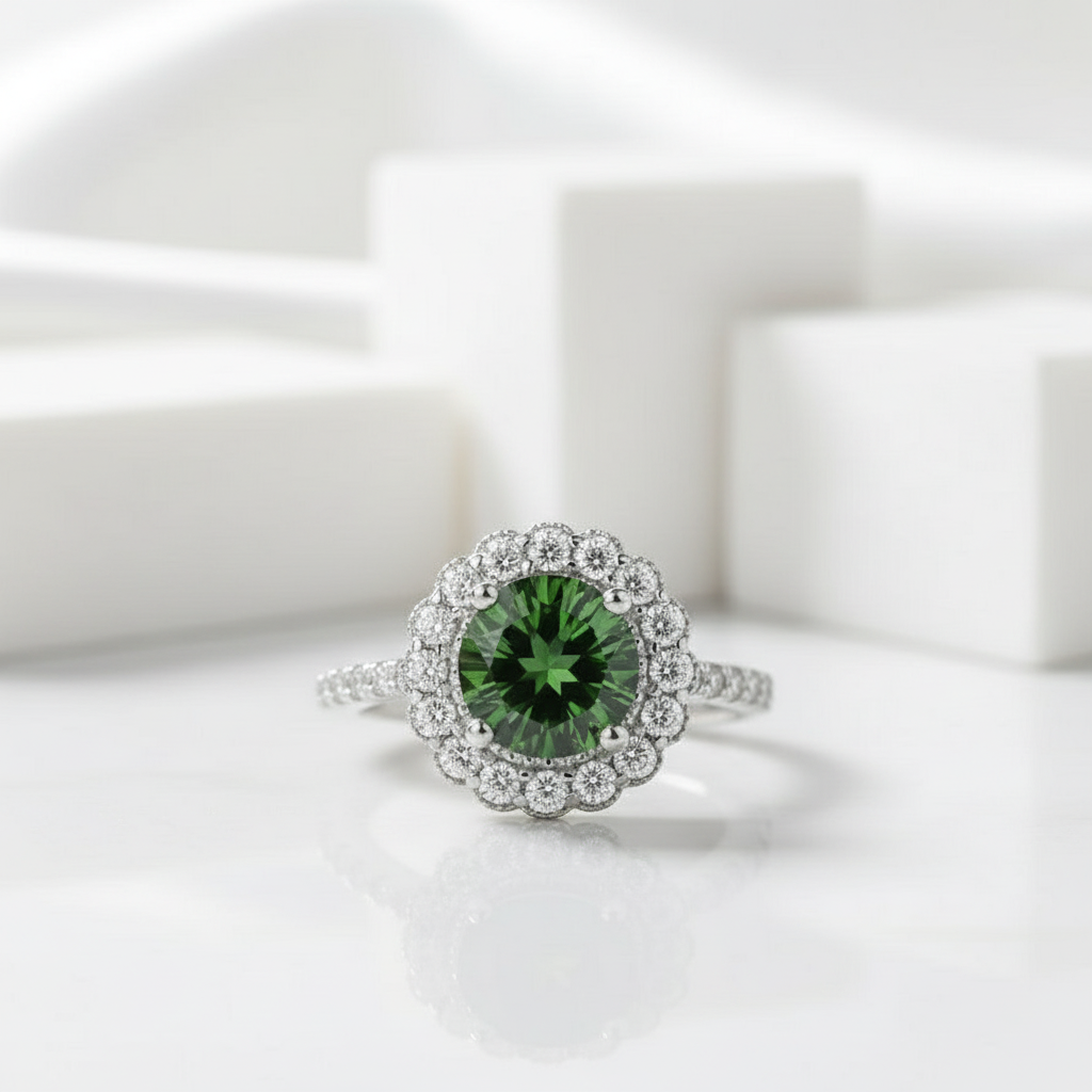 1.0 Ct Round Emerald Birthstone Adjustable Engagement Ring-Evani Jewelry
