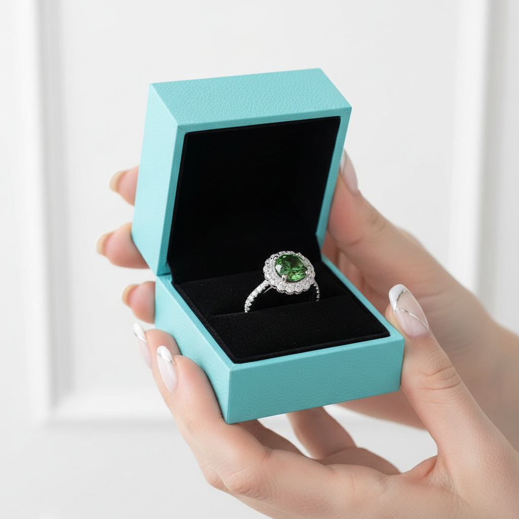1.0 Ct Round Emerald Birthstone Adjustable Engagement Ring-Evani Jewelry