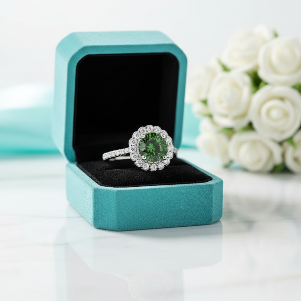 1.0 Ct Round Emerald Birthstone Adjustable Engagement Ring-Evani Jewelry