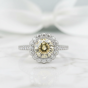 1.0 Ct Round Cut Adjustable Topaz and Citrine Engagement Ring