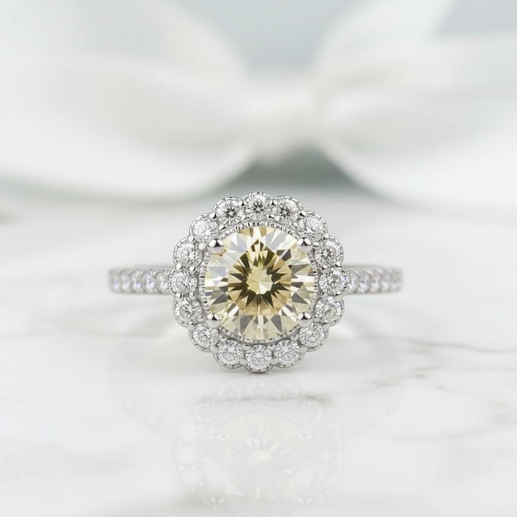 1.0 Ct Round Cut Adjustable Topaz and Citrine Engagement Ring - Evani Naomi Jewelry