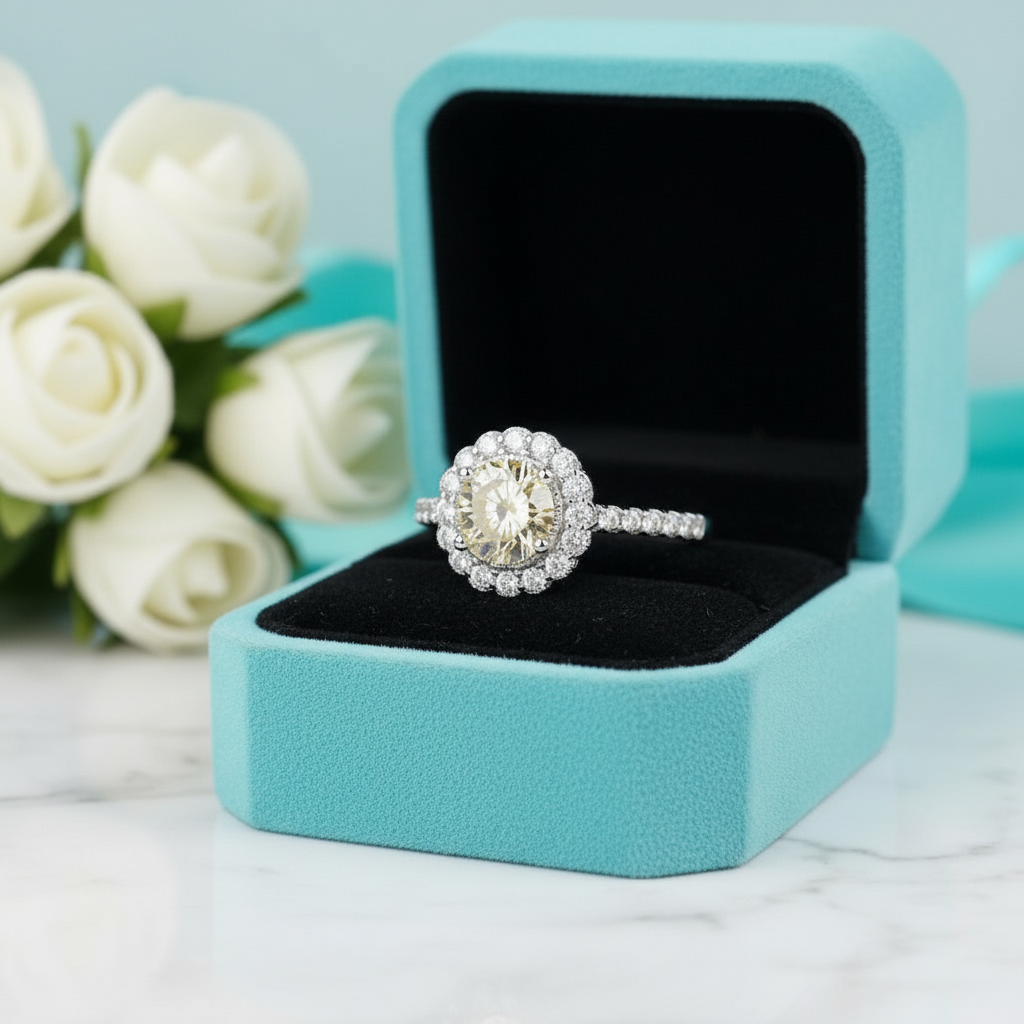 1.0 Ct Round Cut Adjustable Topaz and Citrine Engagement Ring - Evani Naomi Jewelry