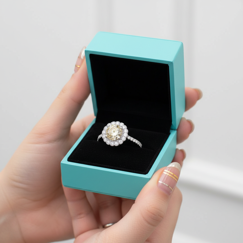 1.0 Ct Round Cut Adjustable Topaz and Citrine Engagement Ring - Evani Naomi Jewelry