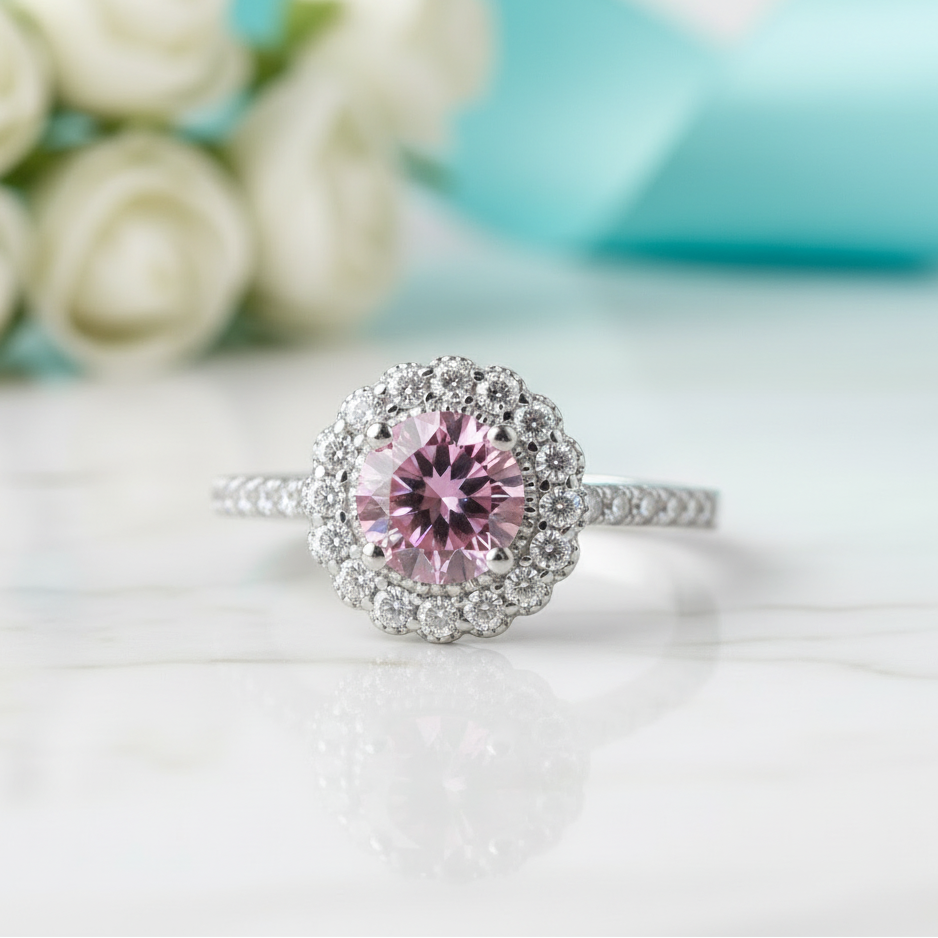 1.0 Ct Round Cut Tourmaline Adjustable Engagement Ring