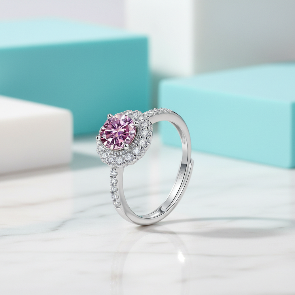 1.0 Ct Round Cut Tourmaline Adjustable Engagement Ring