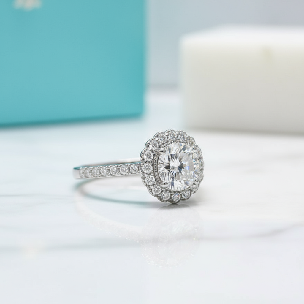 1.0 Ct Round Cut Diamond Birthstone Adjustable Engagement Ring-Evani Jewelry