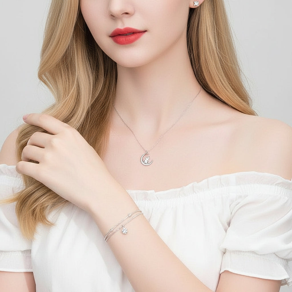 1.0 Ct Round Diamond Bunny Jewelry Set-Evani Jewelry