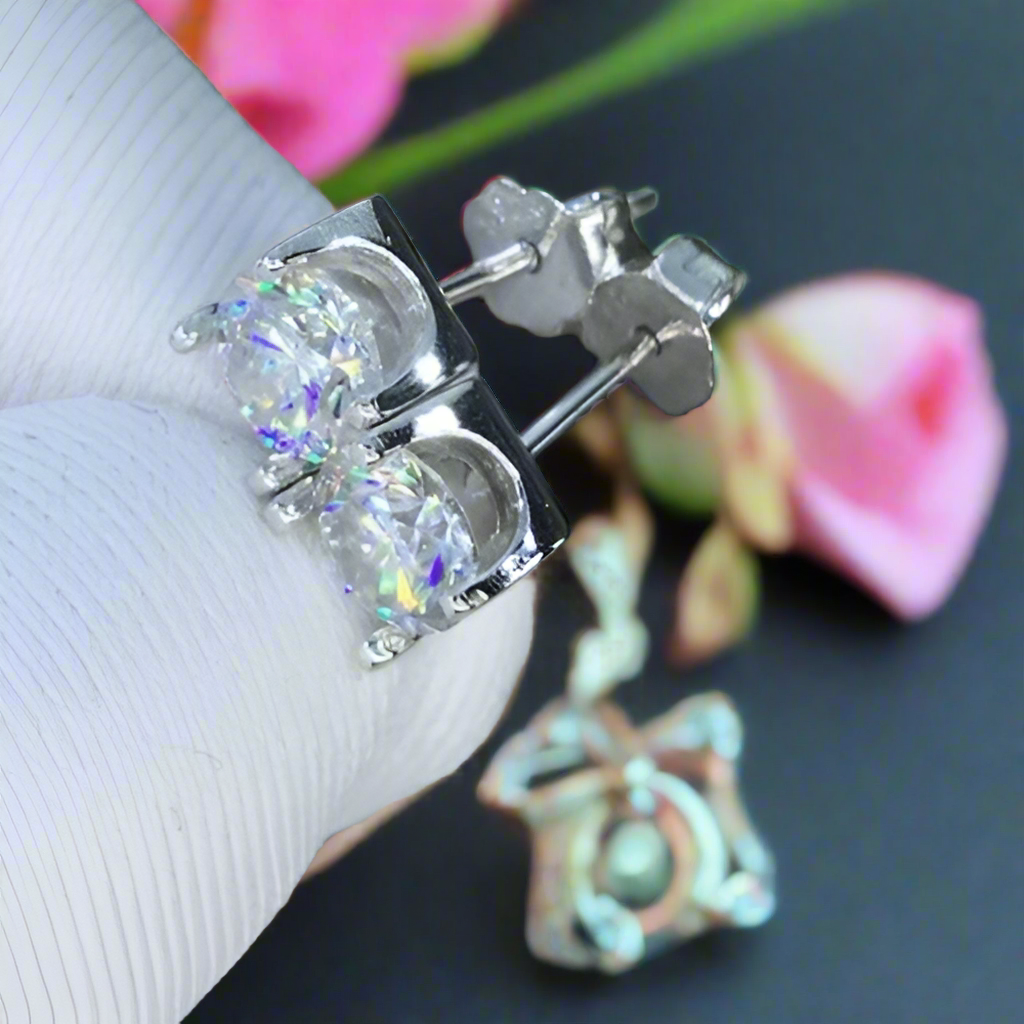 1.0 Ct Round Diamond Cow Head Stud Earrings-Evani Naomi Jewelry