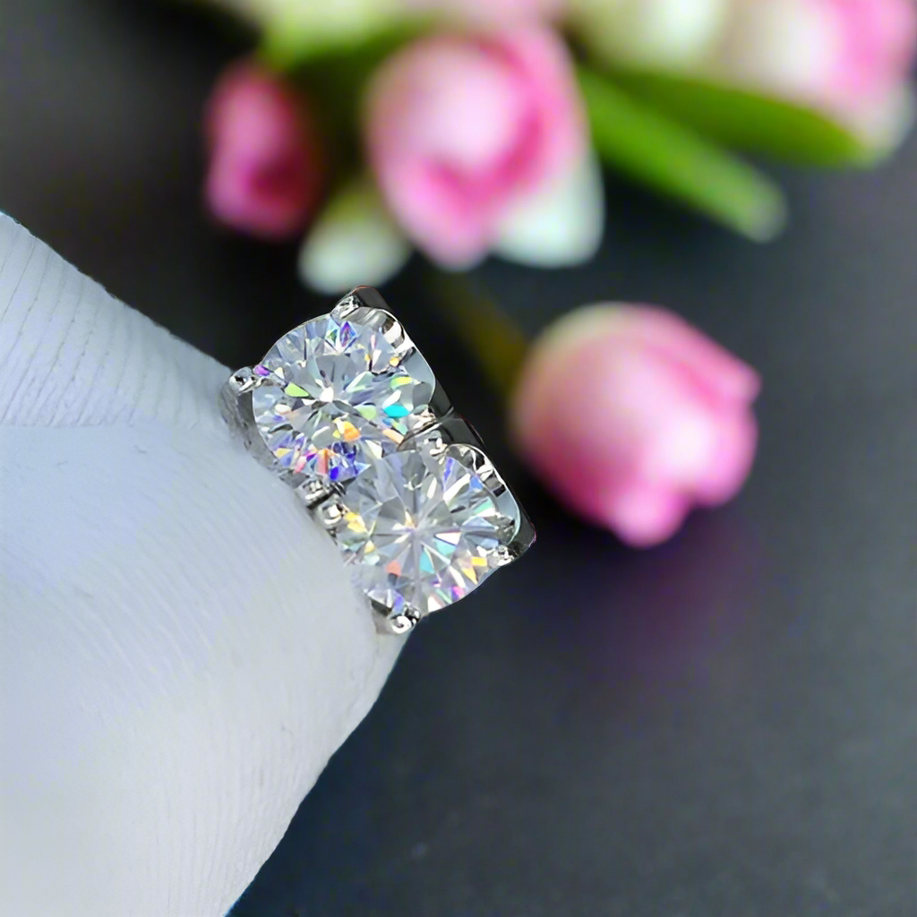 1.0 Ct Round Diamond Cow Head Stud Earrings-Evani Naomi Jewelry