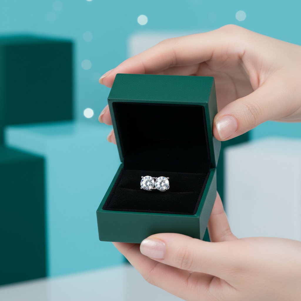 1.0 Ct Round Diamond OptionCow Head Stud Earrings