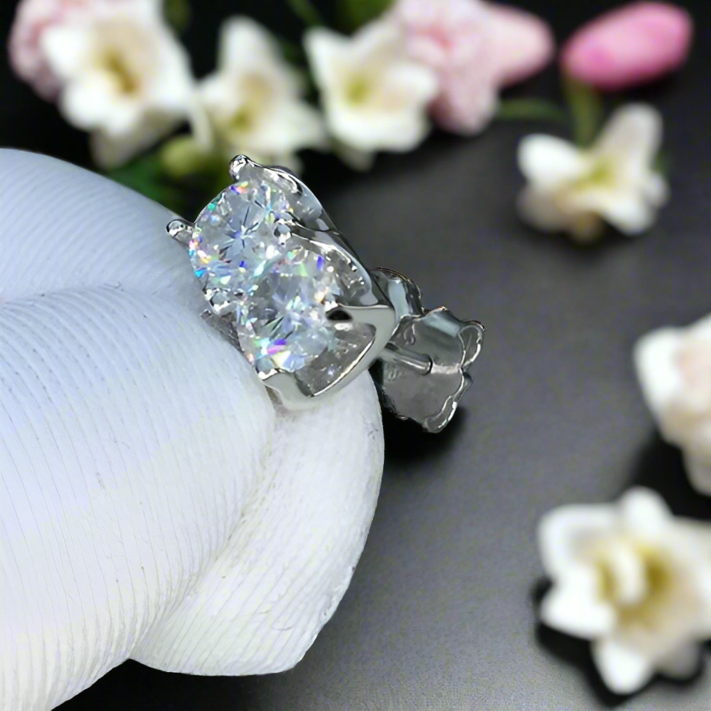 1.0 Ct Round Diamond Cow Head Stud Earrings-Evani Naomi Jewelry