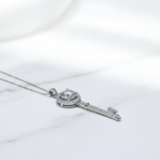 1.0 Ct Round Diamond OptionCute Key Shape Pendant Necklace