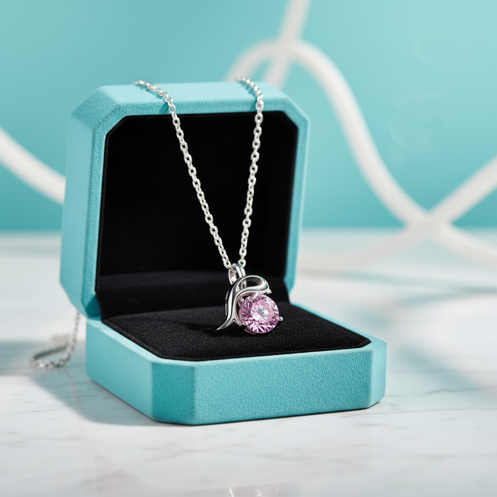 1.0 Ct Round Cut Tourmaline Birthstone Dolphin Pendant Necklace - Evani Naomi Jewelry