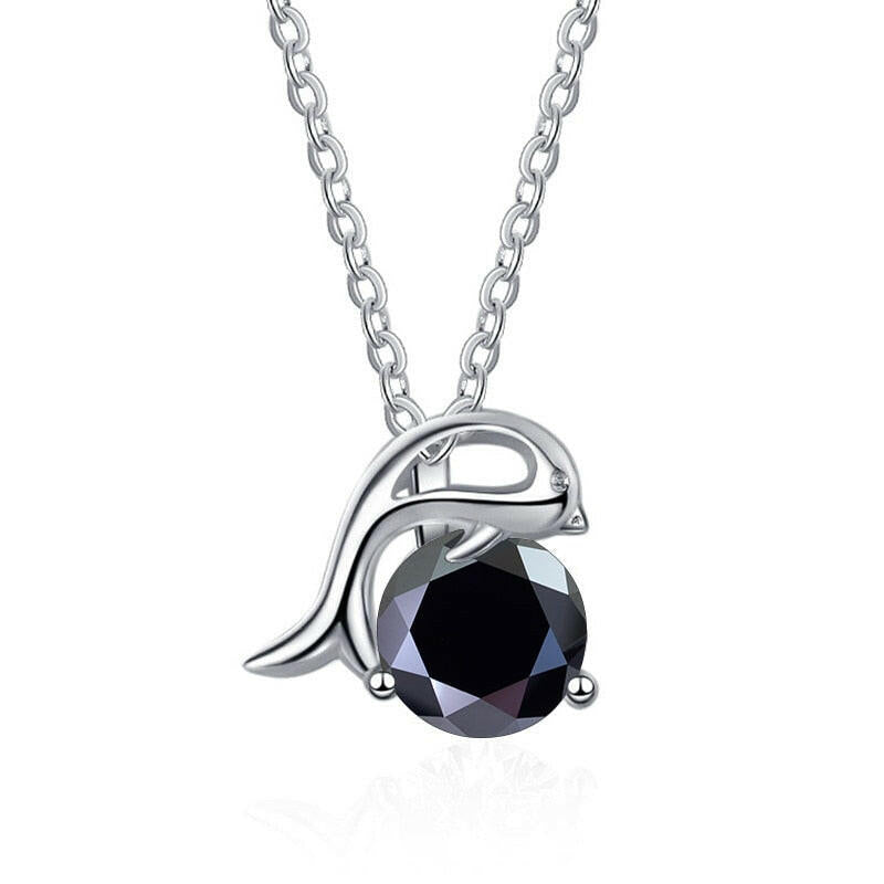1.0 Ct Round Diamond Dolphin Pendant Necklace-Evani Naomi Jewelry