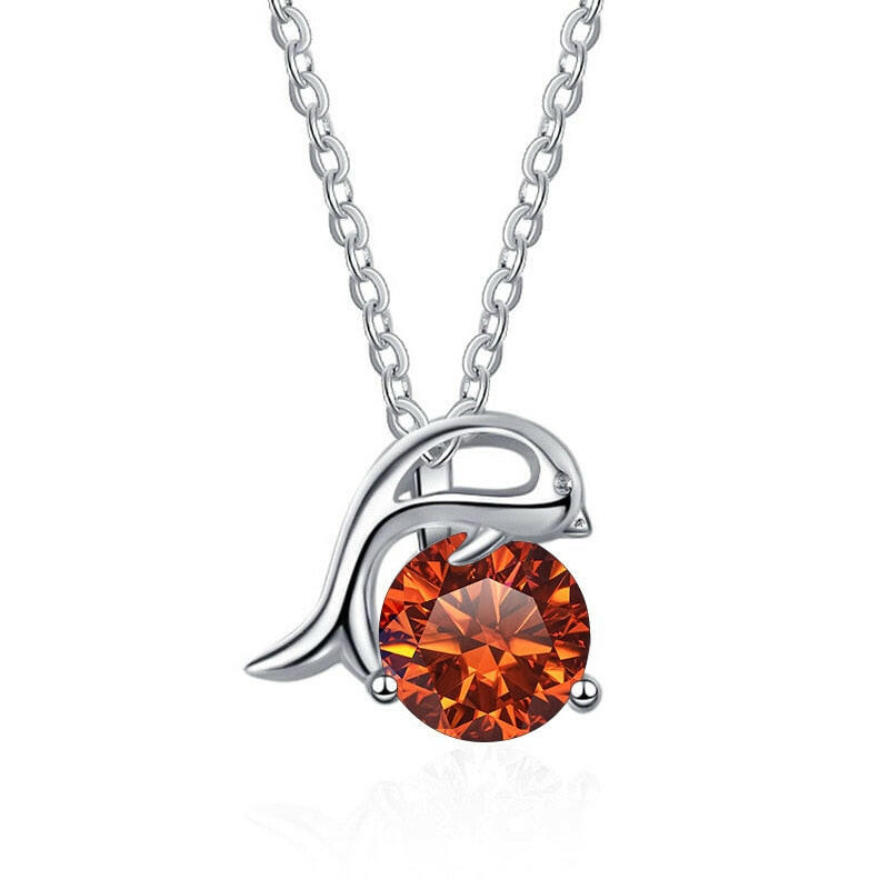 1.0 Ct Round Diamond Dolphin Pendant Necklace-Evani Naomi Jewelry