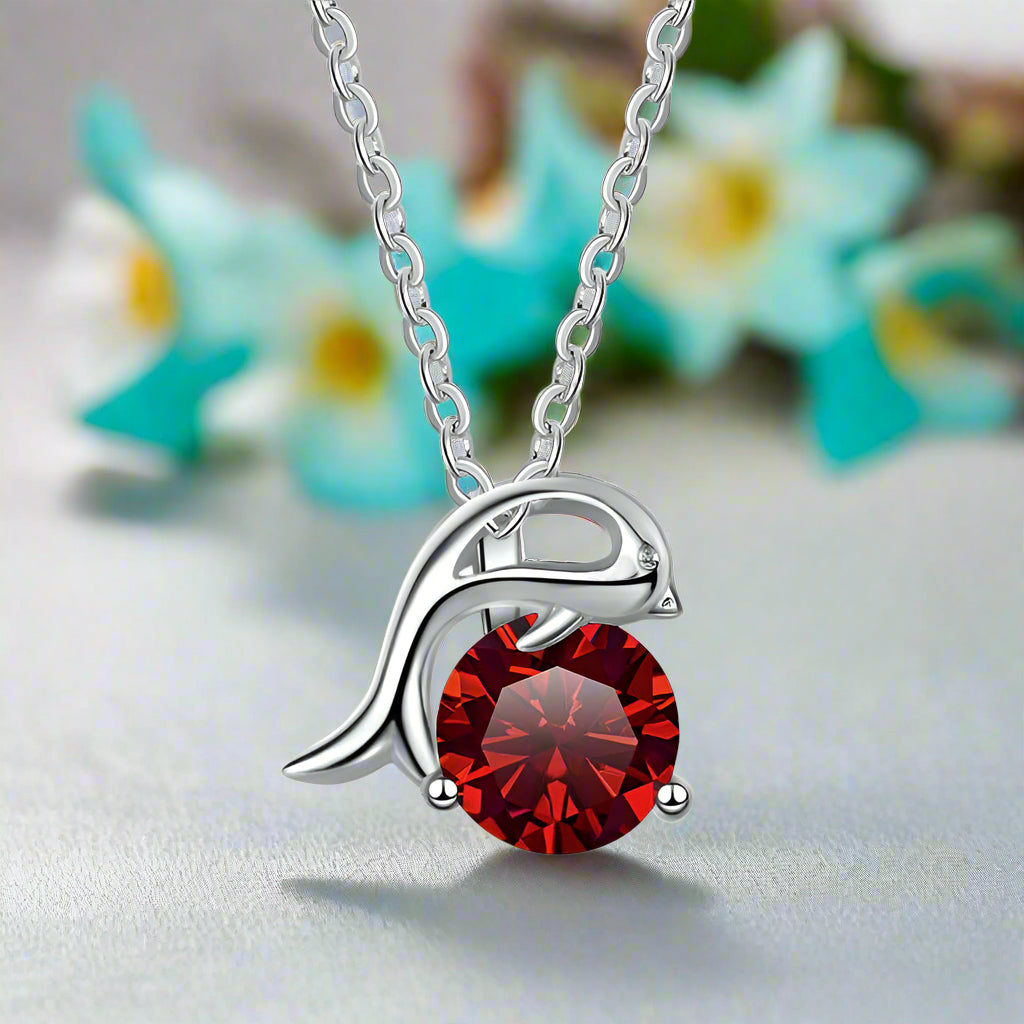 1.0 Ct Round Diamond Dolphin Pendant Necklace-Evani Naomi Jewelry