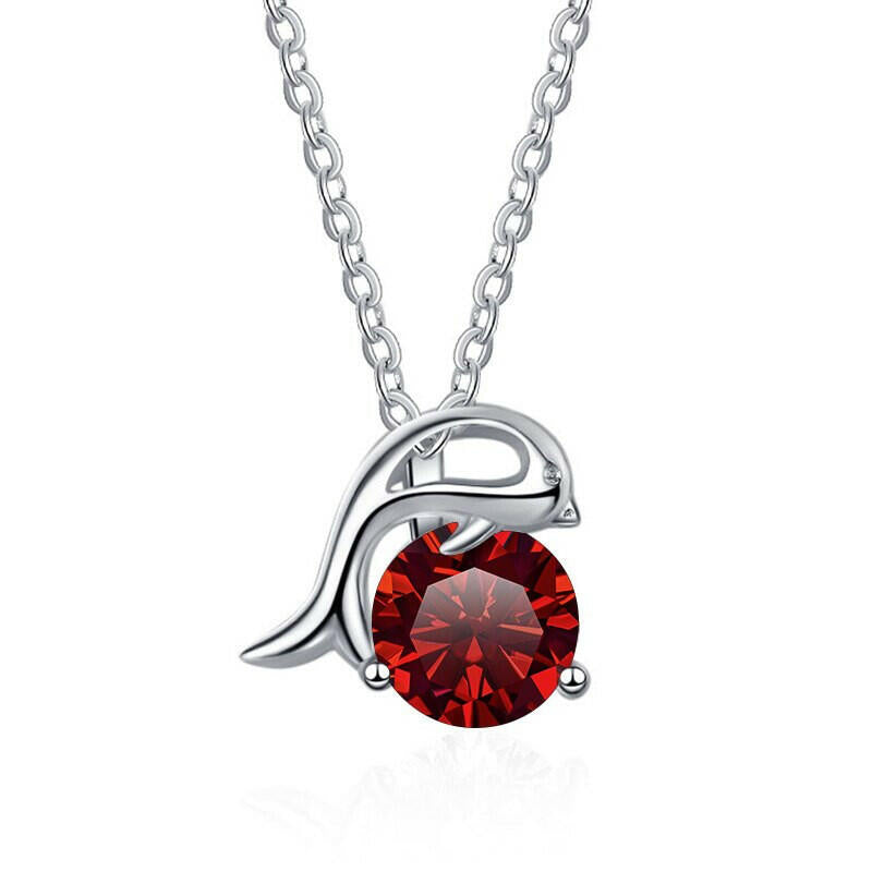 1.0 Ct Round Diamond Dolphin Pendant Necklace-Evani Naomi Jewelry