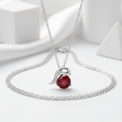 1.0 Ct Round Garnet Dolphin Pendant Necklace-Evani Jewelry