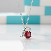 1.0 Ct Round Cut Ruby Dolphin Pendant Necklace-Evani Jewelry
