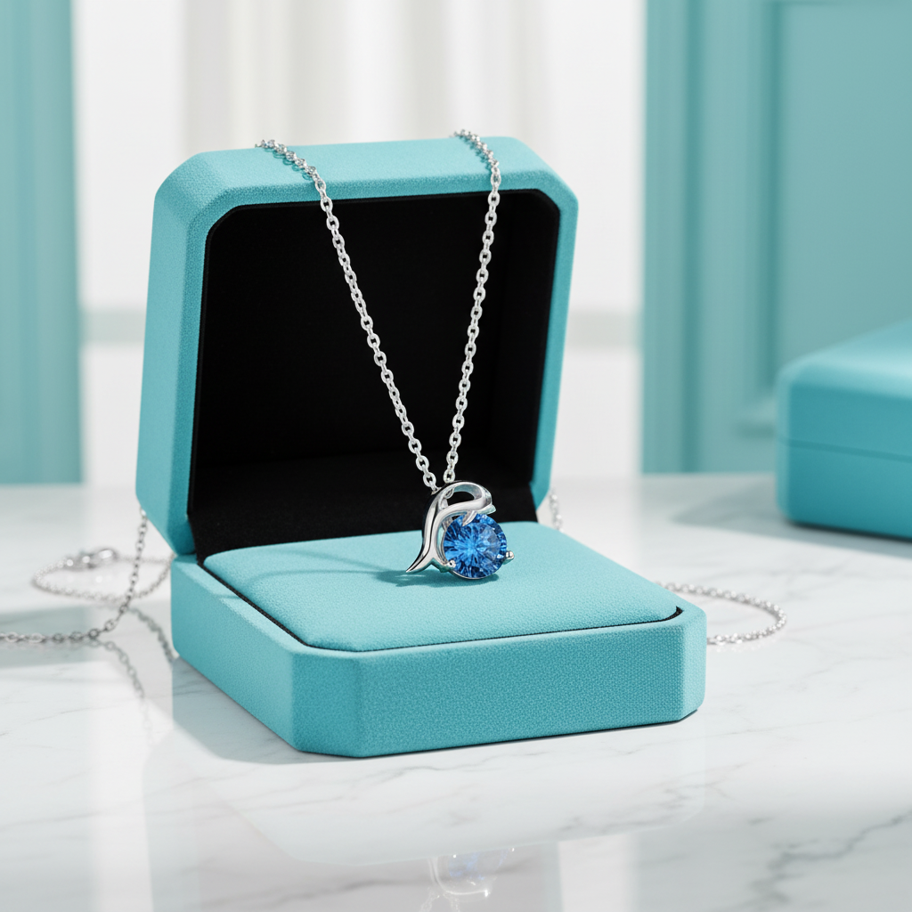 1.0 Ct Round Cut Sapphire Dolphin Pendant Necklace - Evani Naomi Jewelry