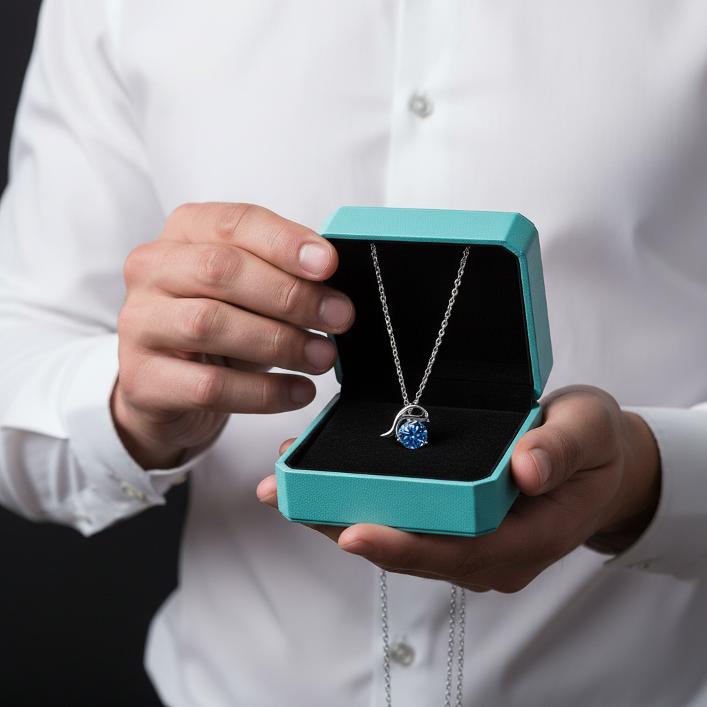 1.0 Ct Round Cut Sapphire Dolphin Pendant Necklace