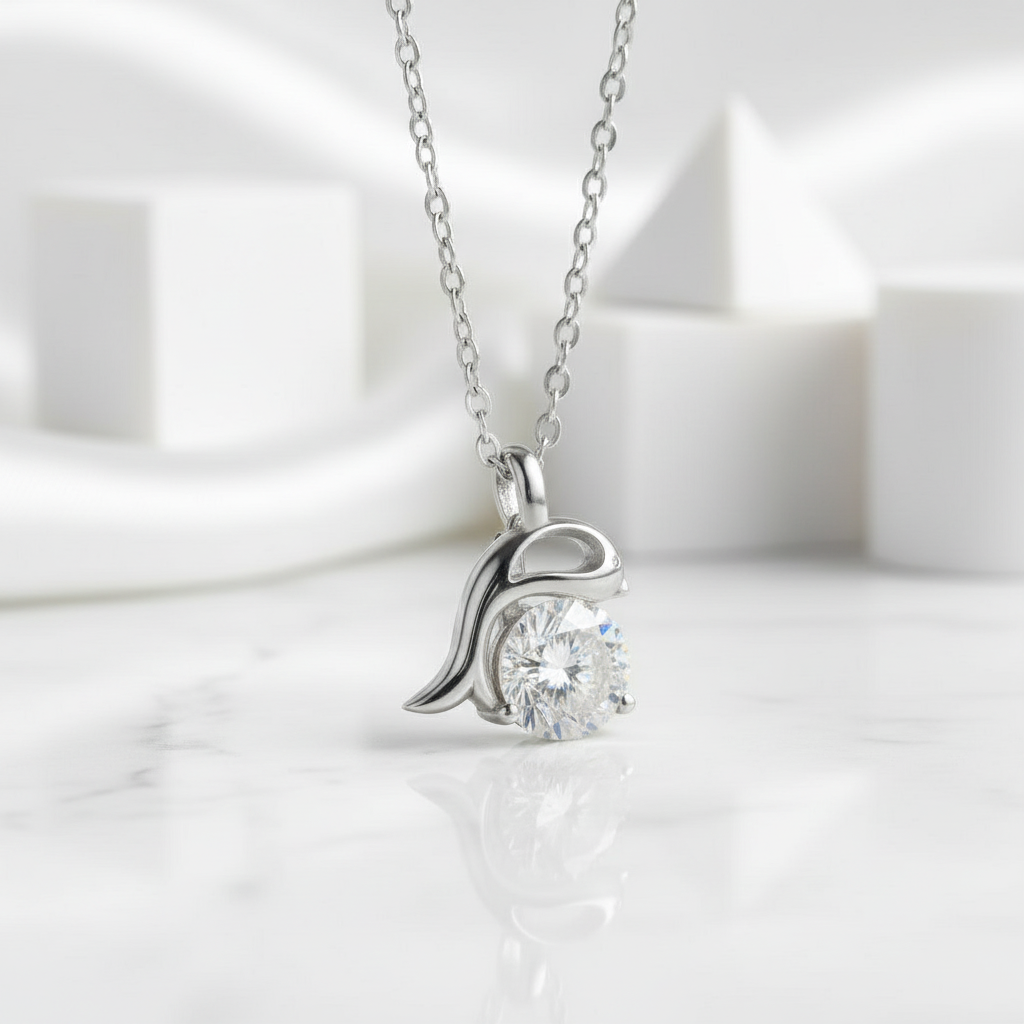 1.0 Ct Round Cut Diamond Dolphin Birthstone Pendant Necklace-Evani Jewelry