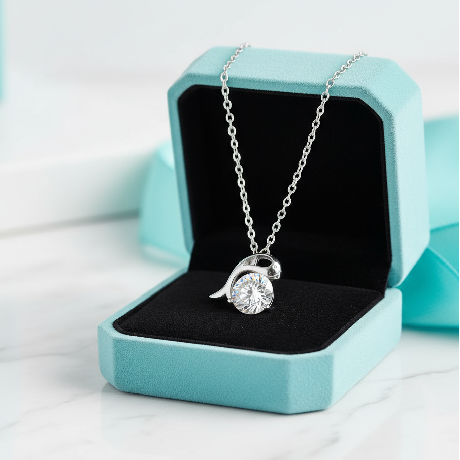 1.0 Ct Round Cut Diamond Dolphin Birthstone Pendant Necklace-Evani Jewelry