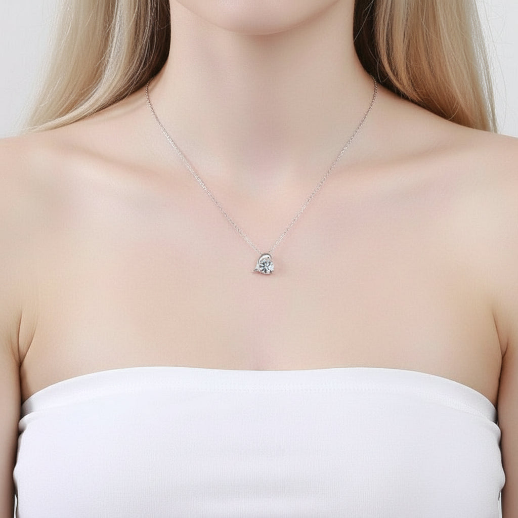 1.0 Ct Round Cut Diamond Dolphin Birthstone Pendant Necklace-Evani Jewelry