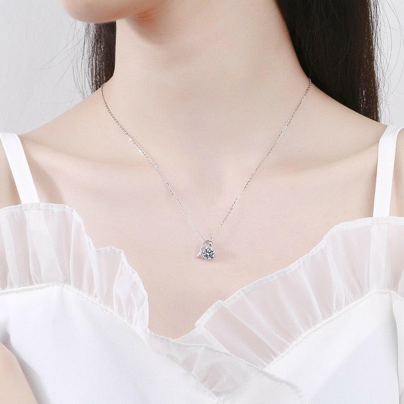 1.0 Ct Round Diamond Dolphin Pendant Necklace-Evani Naomi Jewelry